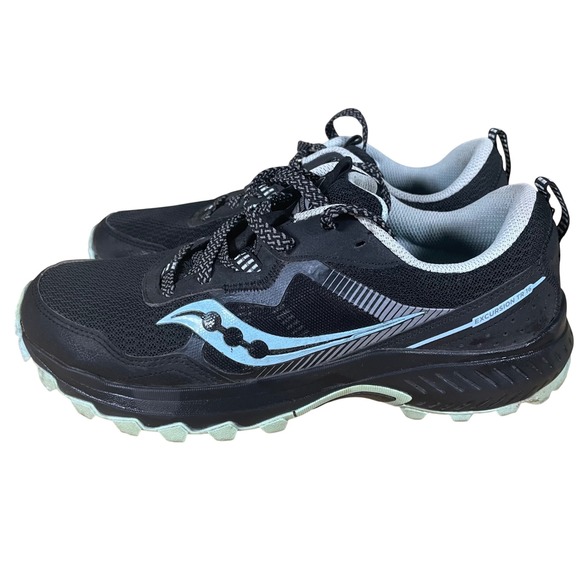 Saucony Excursion TR16 Shoes Womens 10 Black Blue Low Top Trail Running Sneakers - Picture 1 of 7